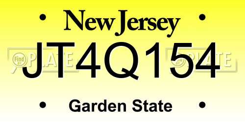 JT4Q154 New Jersey License Plate