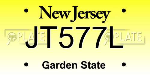 JT577L New Jersey License Plate