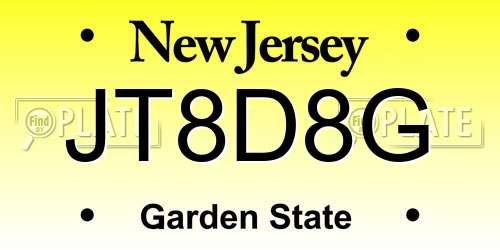 JT8D8G New Jersey License Plate
