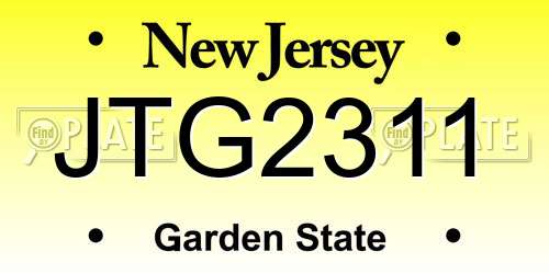 JTG2311 New Jersey License Plate
