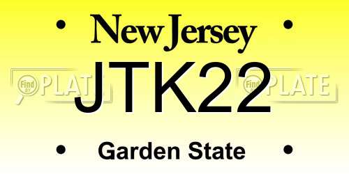 JTK22 New Jersey License Plate