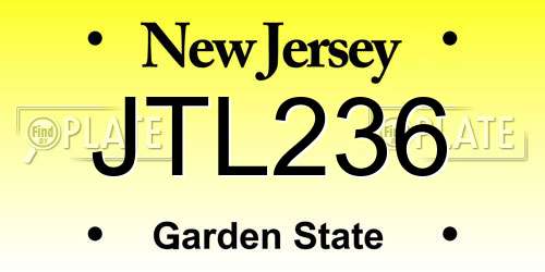 JTL236 New Jersey License Plate