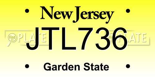 JTL736 New Jersey License Plate