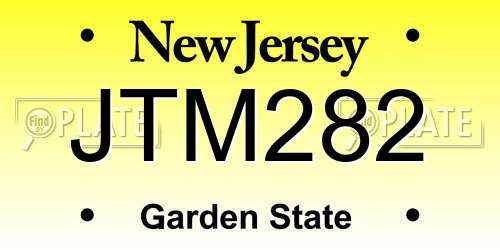 JTM282 New Jersey License Plate