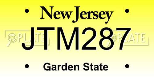 JTM287 New Jersey License Plate