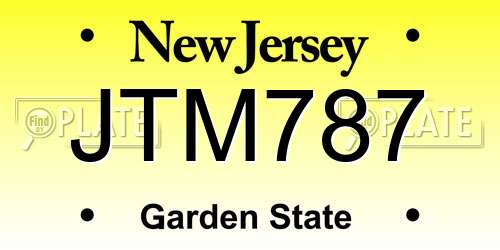 JTM787 New Jersey License Plate