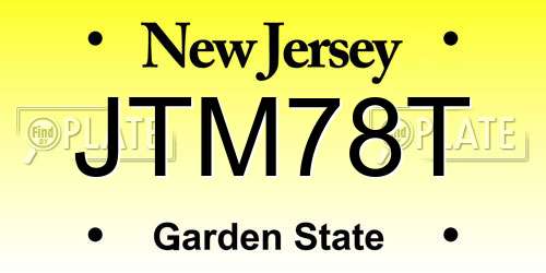JTM78T New Jersey License Plate