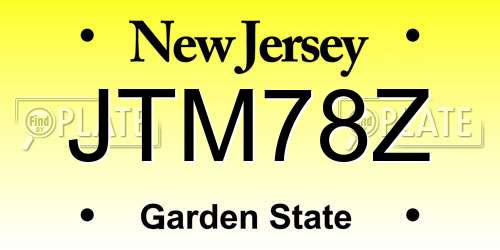 JTM78Z New Jersey License Plate