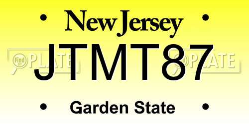 JTMT87 New Jersey License Plate