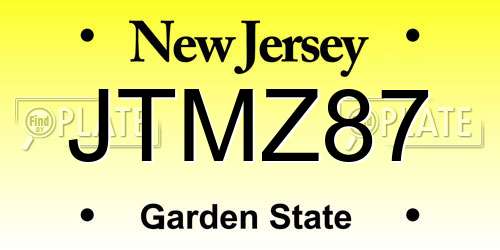 JTMZ87 New Jersey License Plate