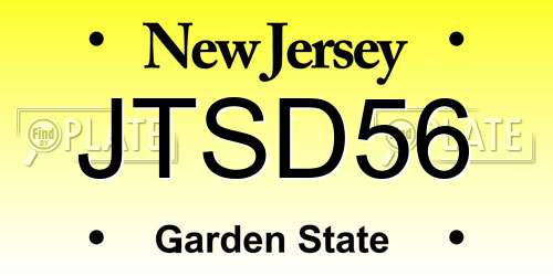 JTSD56 New Jersey License Plate