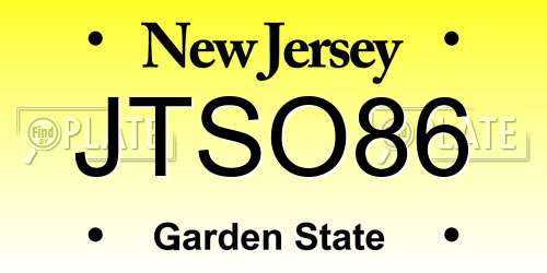 JTSO86 New Jersey License Plate