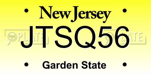 JTSQ56 New Jersey License Plate