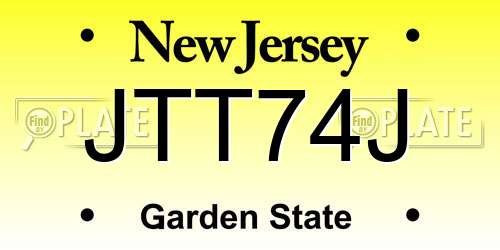 JTT74J New Jersey License Plate