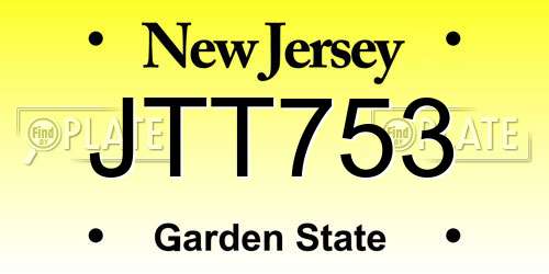 JTT753 New Jersey License Plate