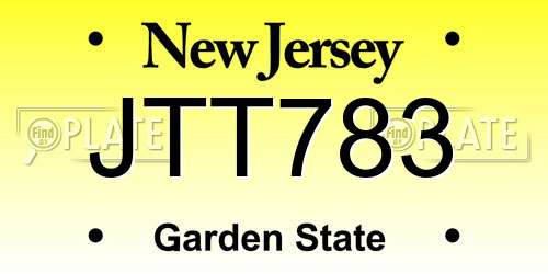 JTT783 New Jersey License Plate