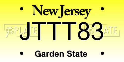 JTTT83 New Jersey License Plate