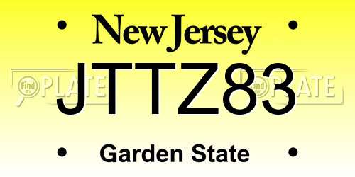 JTTZ83 New Jersey License Plate