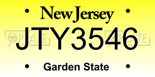 JTY3546 New Jersey License Plate