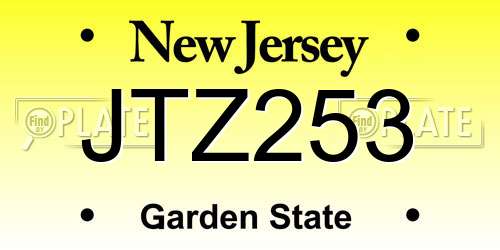 JTZ253 New Jersey License Plate