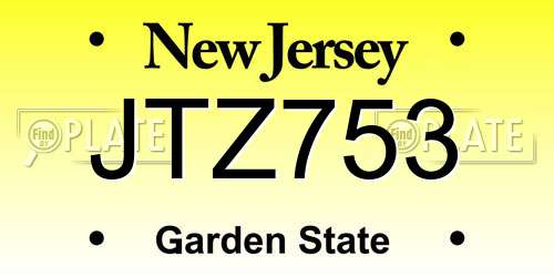 JTZ753 New Jersey License Plate