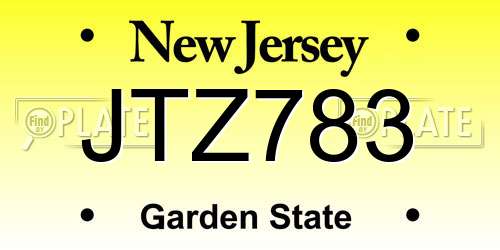 JTZ783 New Jersey License Plate