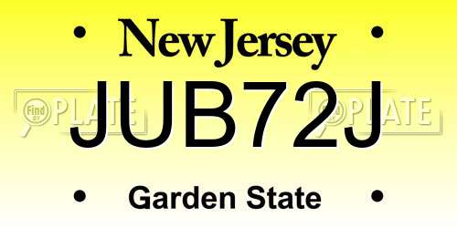 JUB72J New Jersey License Plate
