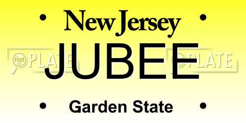 JUBEE New Jersey License Plate