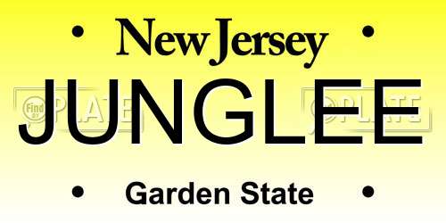 JUNGLEE New Jersey License Plate