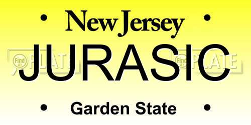 JURASIC New Jersey License Plate
