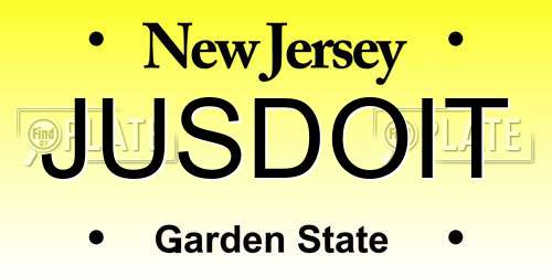 JUSDOIT New Jersey License Plate