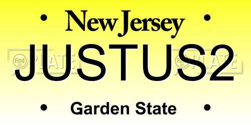 JUSTUS2 New Jersey License Plate
