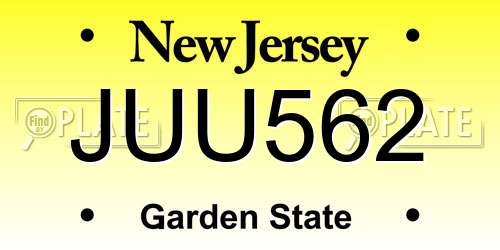 JUU562 New Jersey License Plate