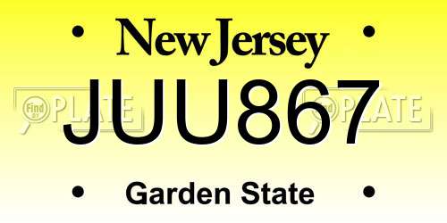 JUU867 New Jersey License Plate