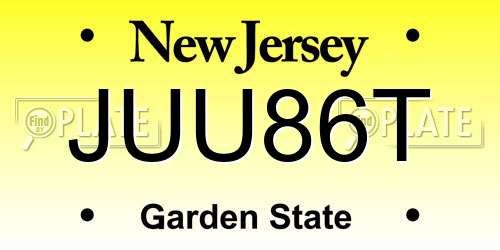 JUU86T New Jersey License Plate