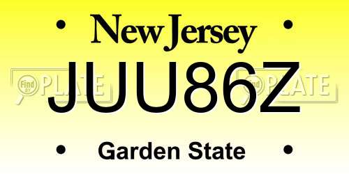 JUU86Z New Jersey License Plate