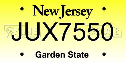 JUX7550 New Jersey License Plate