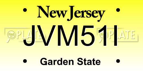 JVM51I New Jersey License Plate