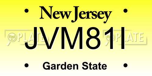 JVM81I New Jersey License Plate