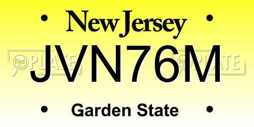 JVN76M New Jersey License Plate