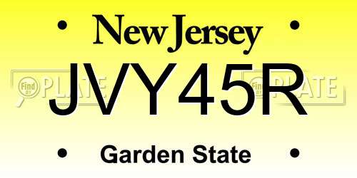 JVY45R New Jersey License Plate