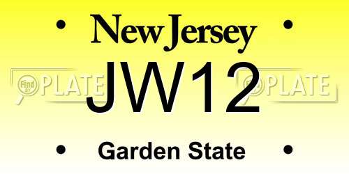 JW12 New Jersey License Plate