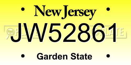 JW52861 New Jersey License Plate