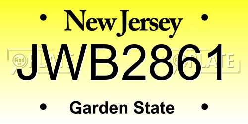 JWB2861 New Jersey License Plate