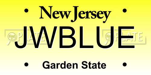 JWBLUE New Jersey License Plate