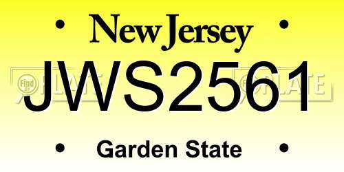 JWS2561 New Jersey License Plate