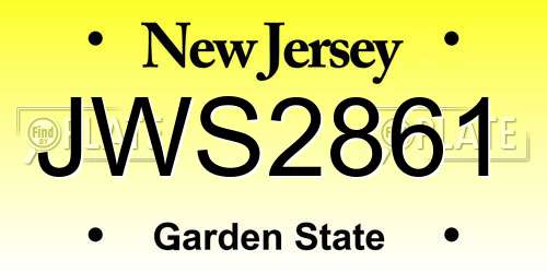 JWS2861 New Jersey License Plate