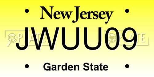 JWUU09 New Jersey License Plate