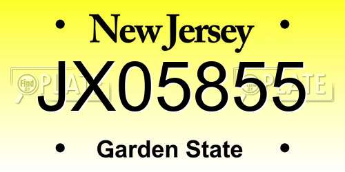 JX05855 New Jersey License Plate