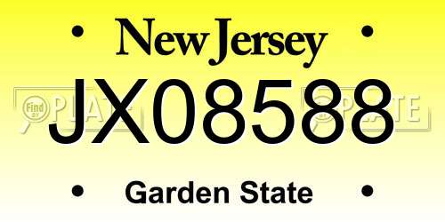 JX08588 New Jersey License Plate